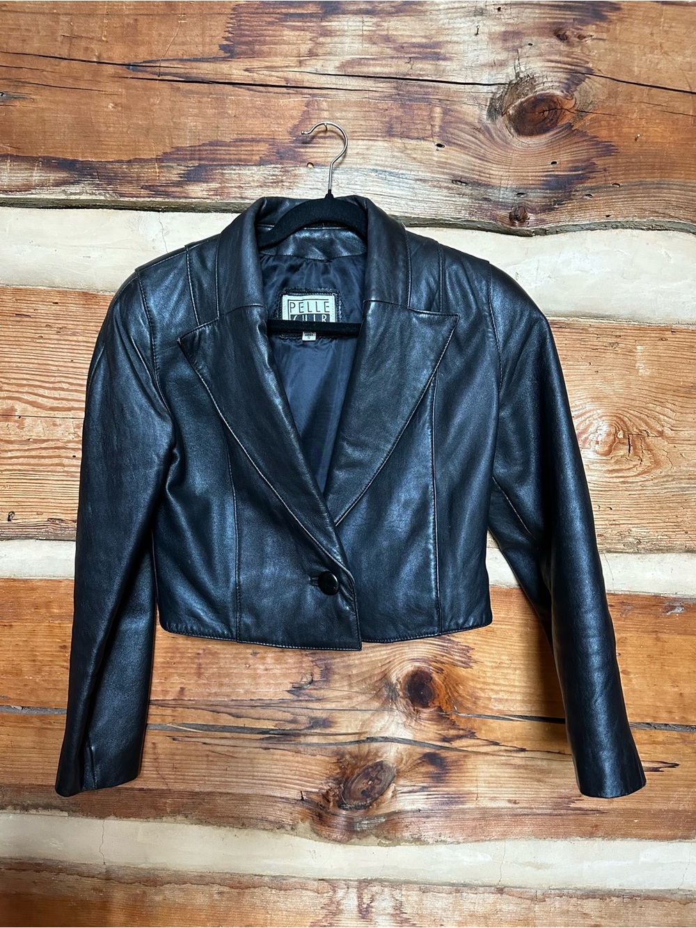 Vintage 80s Cropped Black Leather Jacket